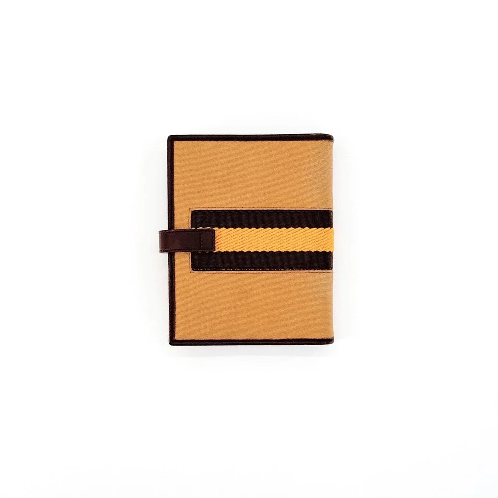 Gucci Tom Ford Era 2002 Pocket Planner Tan Canvas Web Stripe Piston Lock
